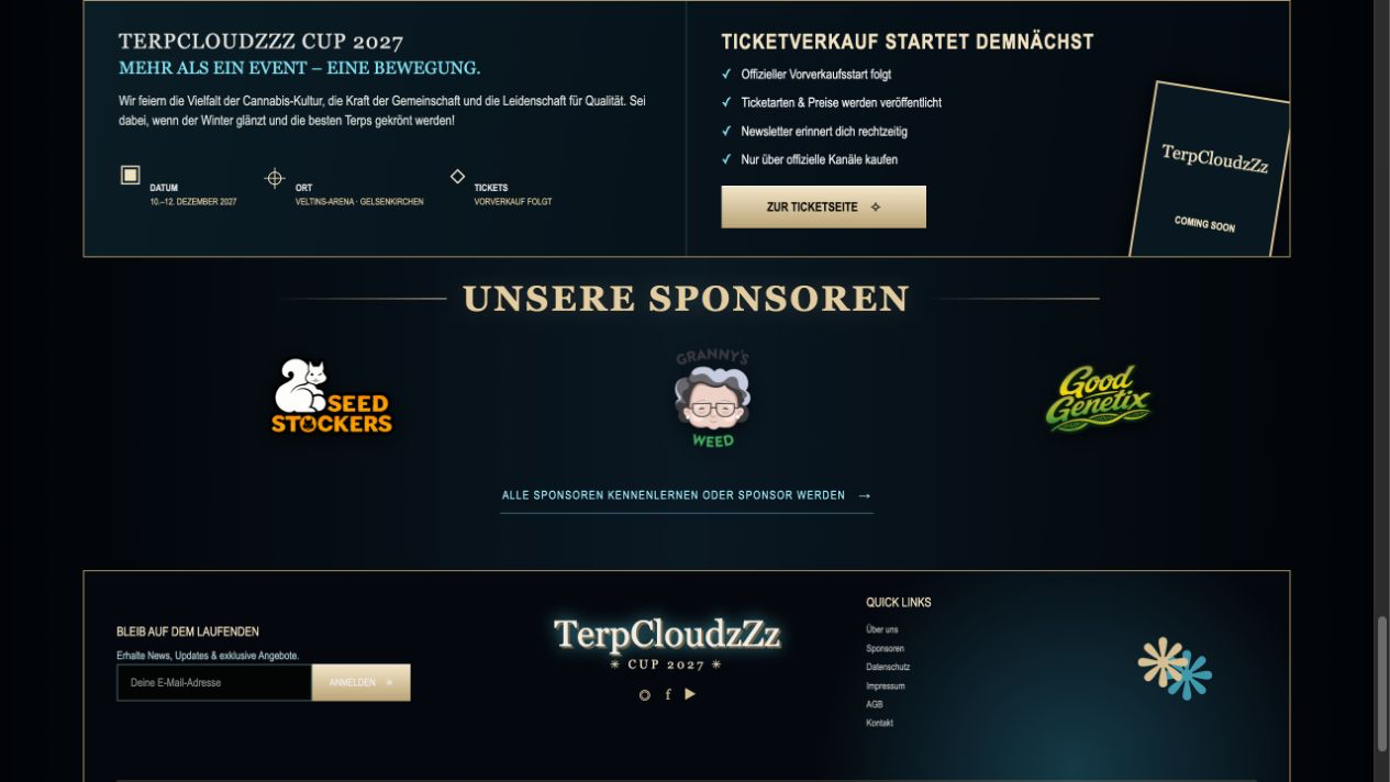 Ticket- und Sponsorenbereich der TerpCloudzZz Homepage